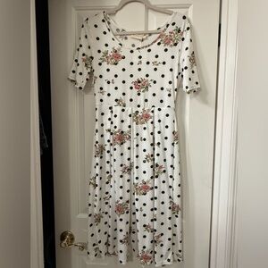 Ninexis Floral Polka Dot Pleated Dress - Size Medium NWT